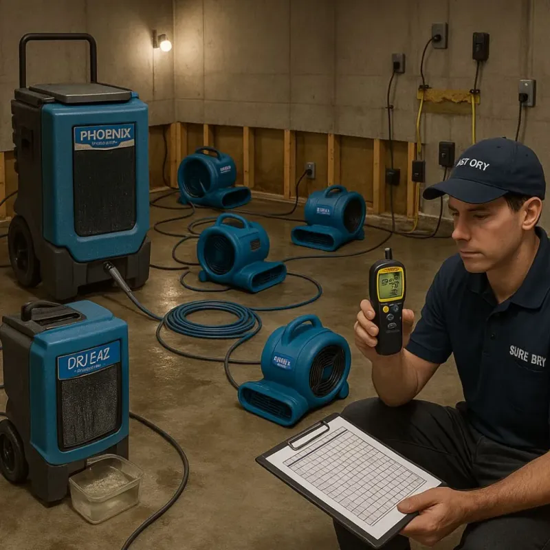 Structural Drying and Dehumidification process in Forestville, MD